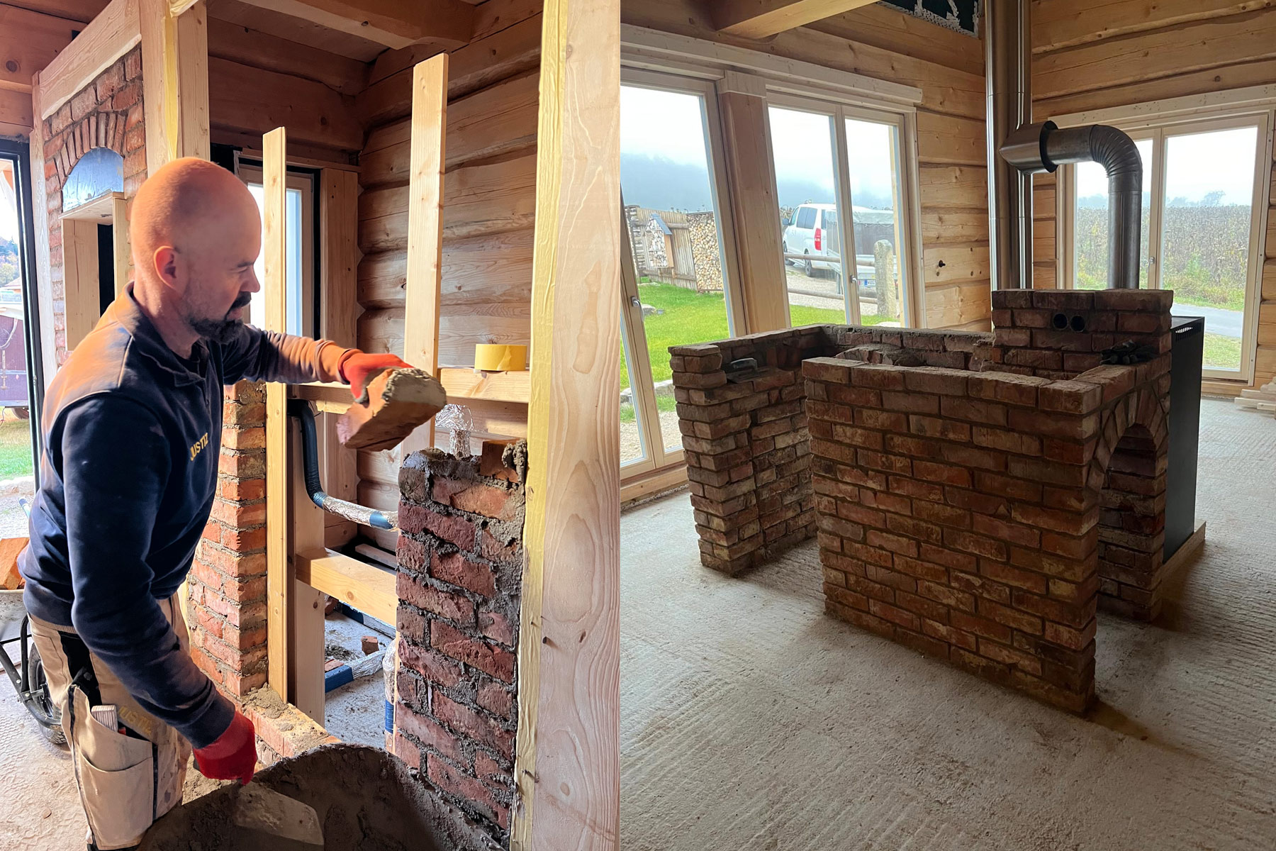 Innenwände und Kücheninsel mauern